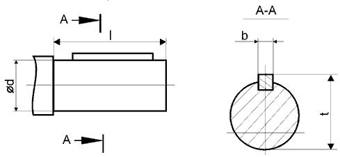 Размеры цилиндрического входного/выходного вала редуктора 1Ц2У-160